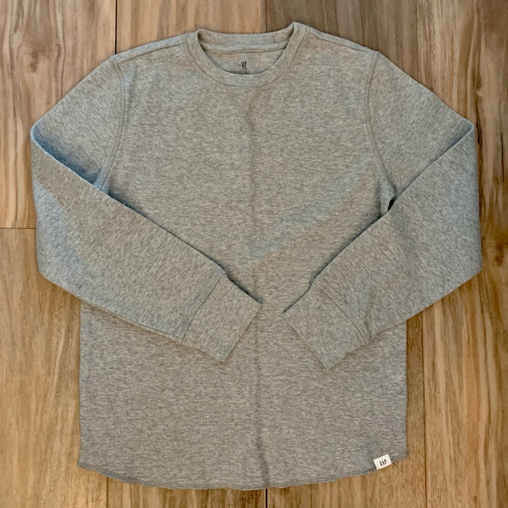 Boys GAP Gray Thermal Long Sleeve Shirt Size Large